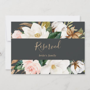 Elegant Magnolia Black and White Reserved Sign