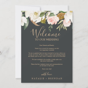 Elegant Magnolia Black Welcome Letter & Itinerary