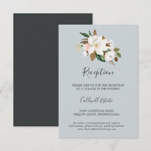 Elegant Magnolia Blue Grey Reception Insert Card