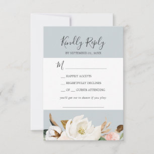Elegant Magnolia Blue Grey Song Request RSVP Card