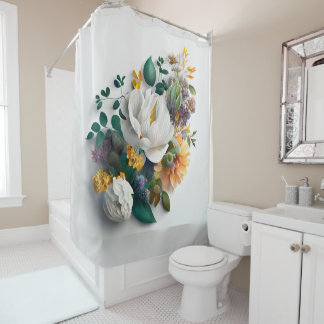 Elegant Magnolia | Blush Monogrammed Shower Curtain