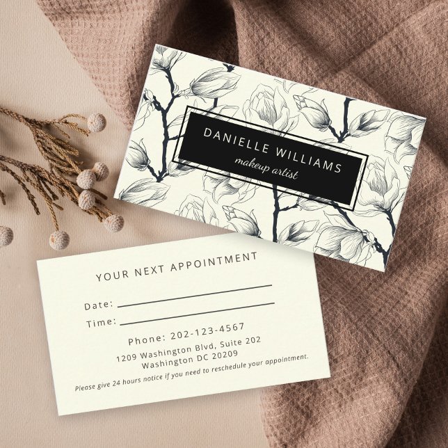 Elegant Magnolia Botanical Next Appointment Business Card (Creator Uploaded)