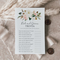Elegant Magnolia Bride and Groom Trivia Game