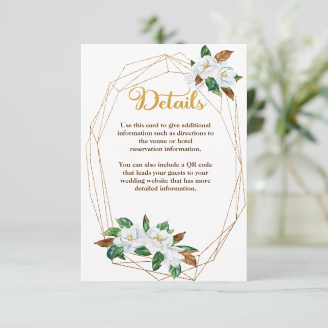 Elegant Magnolia Details Enclosure Card (Standing Front)