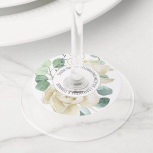 Elegant Magnolia Eucalyptus Greenery Wedding Favou Wine Glass Tag