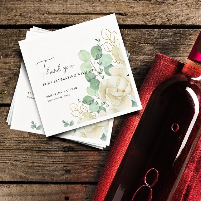 Elegant Magnolia Eucalyptus Wedding Paper Napkin (Elegant Magnolia Eucalyptus Wedding Paper Napkins)