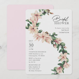 Elegant Magnolia Floral Blush Purple Bridal Shower Invitation