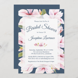 Elegant Magnolia Floral Bridal Shower Invitations