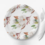 Elegant Magnolia Floral Bridal Shower Paper Plate<br><div class="desc">Elegant Magnolia Floral Bridal Shower Paper Plates</div>