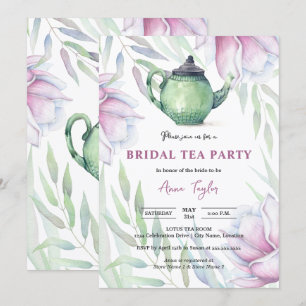 Elegant Magnolia Floral Bridal Tea Party Invitation