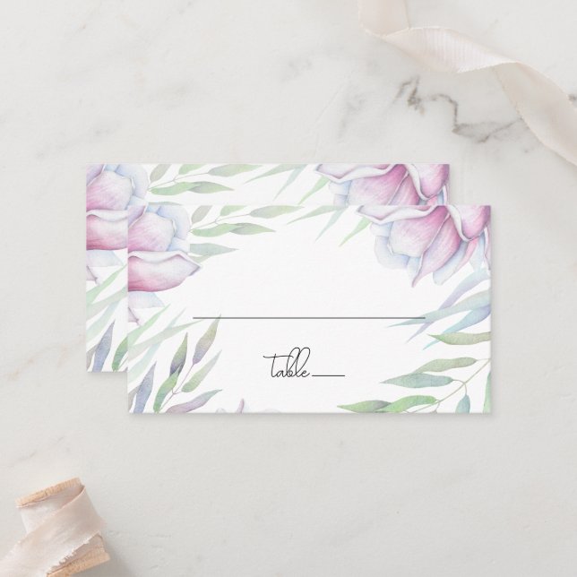 Elegant Magnolia Floral Place Card (Front/Back In Situ)