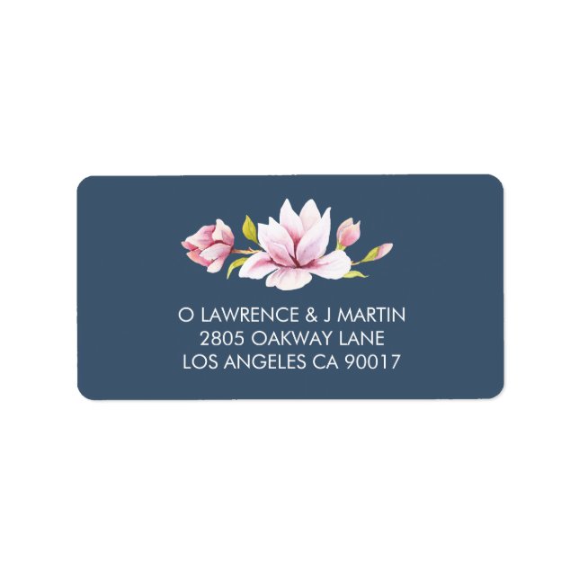 Elegant Magnolia Floral Watercolor Label (Front)