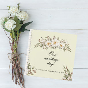 Elegant Magnolia Floral Wedding Guest Book
