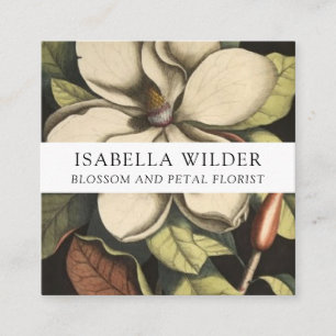 Elegant Magnolia Flower Florist  Square Business Card
