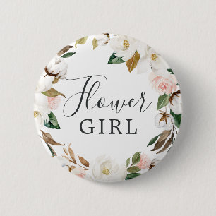 Elegant Magnolia Flower Girl Bridal Shower 6 Cm Round Badge