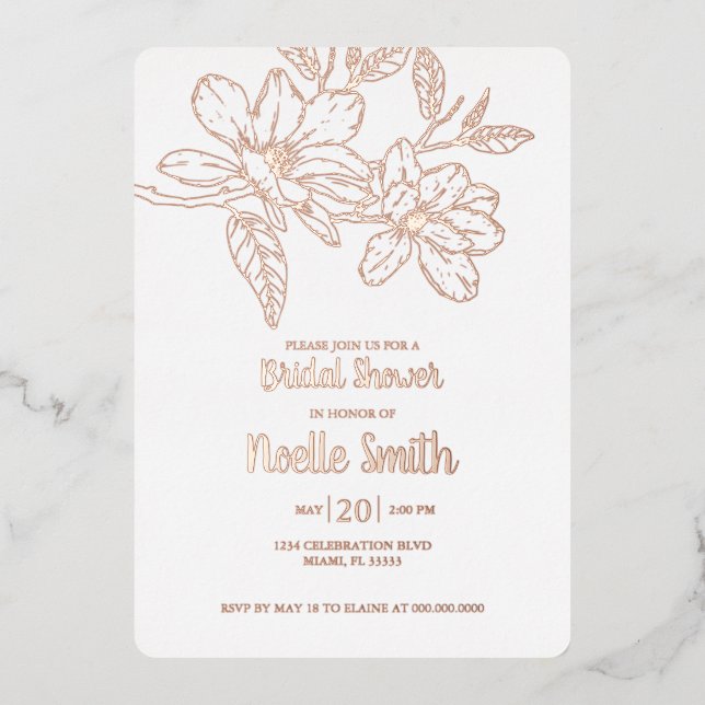 Elegant Magnolia Flowers, Bridal Shower (Front)