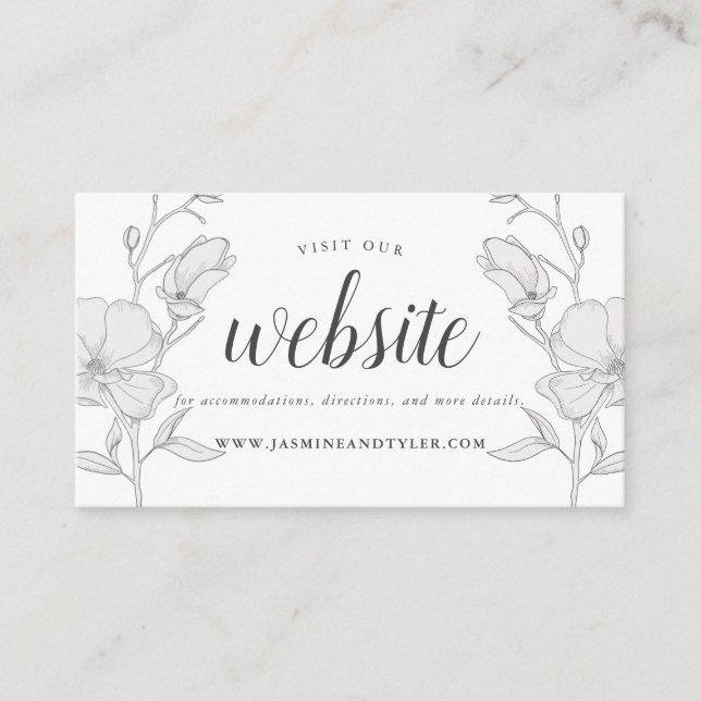 Elegant Magnolia Flowers Wedding Website Enclosure Card (Front)