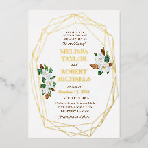 Elegant Magnolia Foil Wedding Invitation