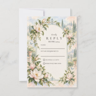 Elegant Magnolia Garden Wedding RSVP Card