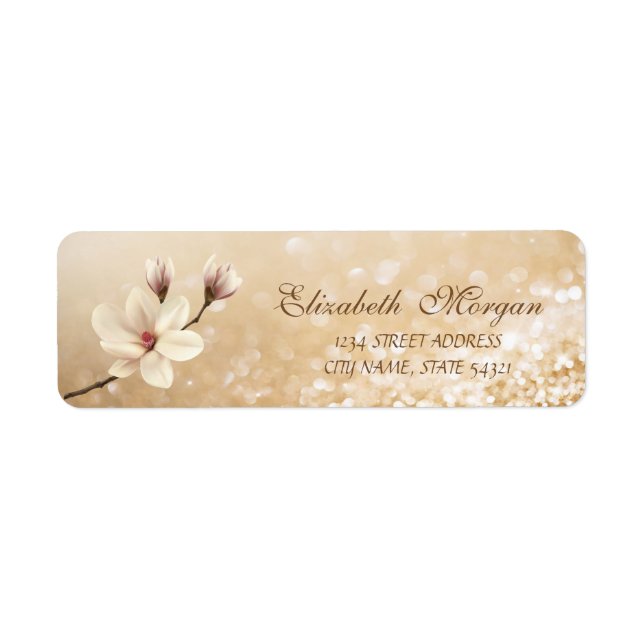 Elegant  Magnolia Glittery Bokeh  Address (Front)