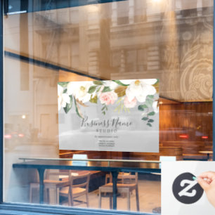 Elegant Magnolia   Gray Business Window Cling