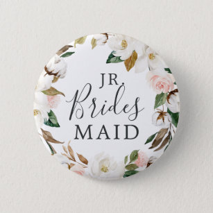 Elegant Magnolia Jr. Bridesmaid Bridal Shower 6 Cm Round Badge