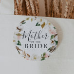 Elegant Magnolia Mother of the Bride Bridal Shower 6 Cm Round Badge<br><div class="desc">This elegant magnolia mother of the bride bridal shower button is perfect for a modern classy wedding shower. The soft floral design features watercolor blush pink peonies,  stunning white magnolia flowers and cotton with gold and green leaves in a luxurious arrangement.</div>