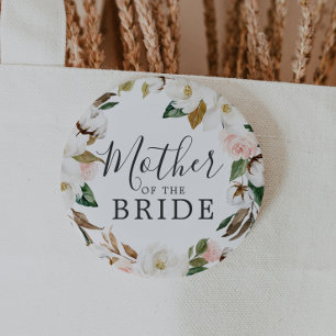 Elegant Magnolia Mother of the Bride Bridal Shower 6 Cm Round Badge