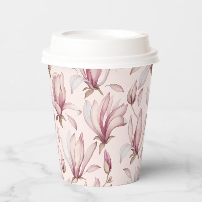 Elegant Magnolia Paper Cups (Front)