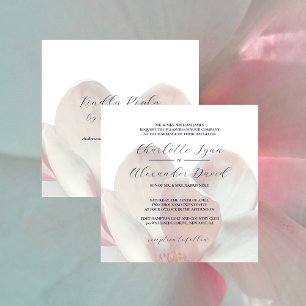 Elegant Magnolia Pink and White with Reply Wedding Invitation