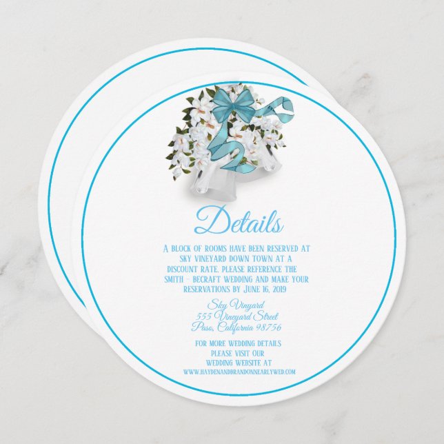 Elegant Magnolia Round Wedding Bells Enclosure Invitation (Front/Back)