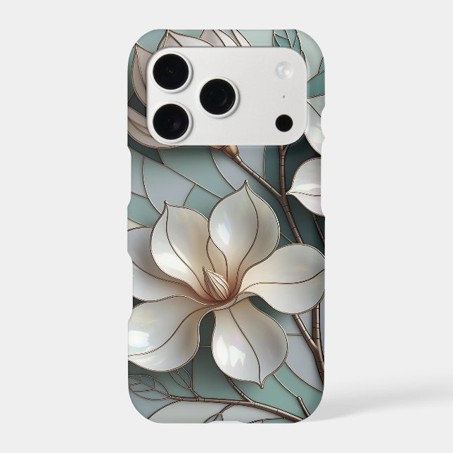 Elegant Magnolia Stained Glass Floral Mosaic Art (Back)