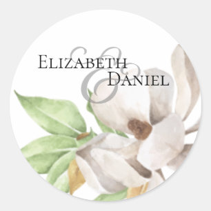 Elegant Magnolia Watercolor Classic Sticker