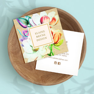 Elegant Magnolia Watercolor Floral  Business Card