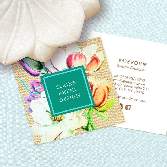 Elegant Magnolia Watercolor Floral  Business Card (Creator Uploaded)