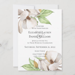 Elegant Magnolia Watercolor Invitation