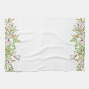 Elegant Magnolia Watercolor Kitchen Towel