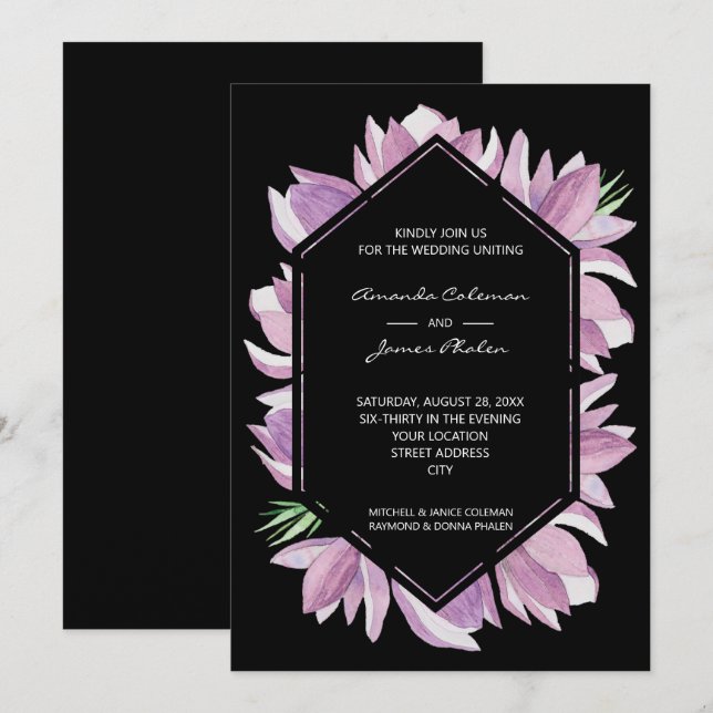 Elegant Magnolia Watercolor Wedding Invitation (Front/Back)