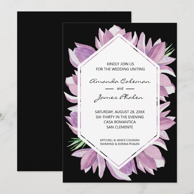 Elegant Magnolia Watercolor Wedding Invites (Front/Back)
