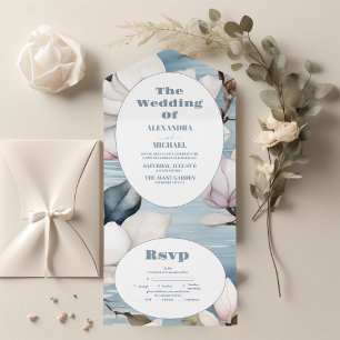 Elegant Magnolia Wedding All In One Invitation