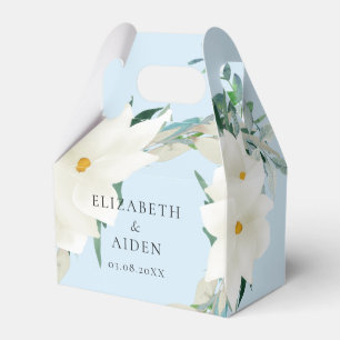 Elegant Magnolia Wedding Light-Blue Favour Box