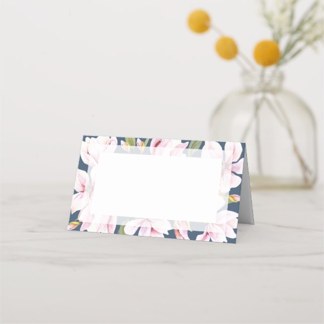 Elegant Magnolia Wedding Place Card (Front)