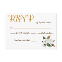 Elegant Magnolia Wedding RSVP Card