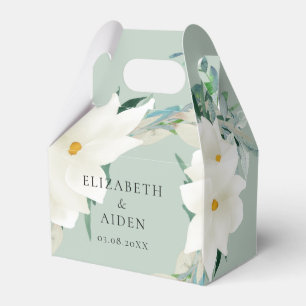 Elegant Magnolia Wedding Sage Green Favour Box