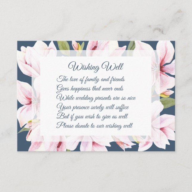 Elegant Magnolia Wedding Wishing Well Cards (Front)