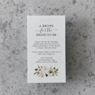 Elegant Magnolia   White and Blush Recipe Request Enclosure Card