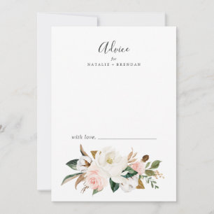 Elegant Magnolia White and Blush Wedding Advice Card