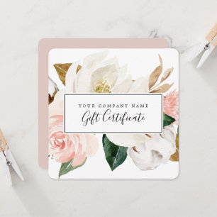 Elegant Magnolia White & Blush Gift Certificate Invitation