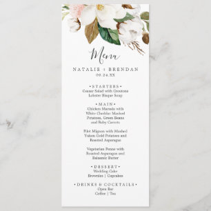 Elegant Magnolia White & Blush Wedding Dinner Menu