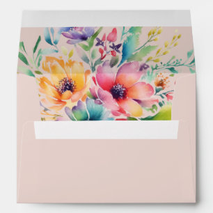Elegant Magnolia White & Blush Wedding Envelope